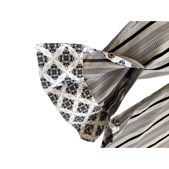 ROBERT GRAHAM Gray Men Striped Long Sleeve Shirt Flip Cuff Size M Classic Fit EC - Picture 7 of 9